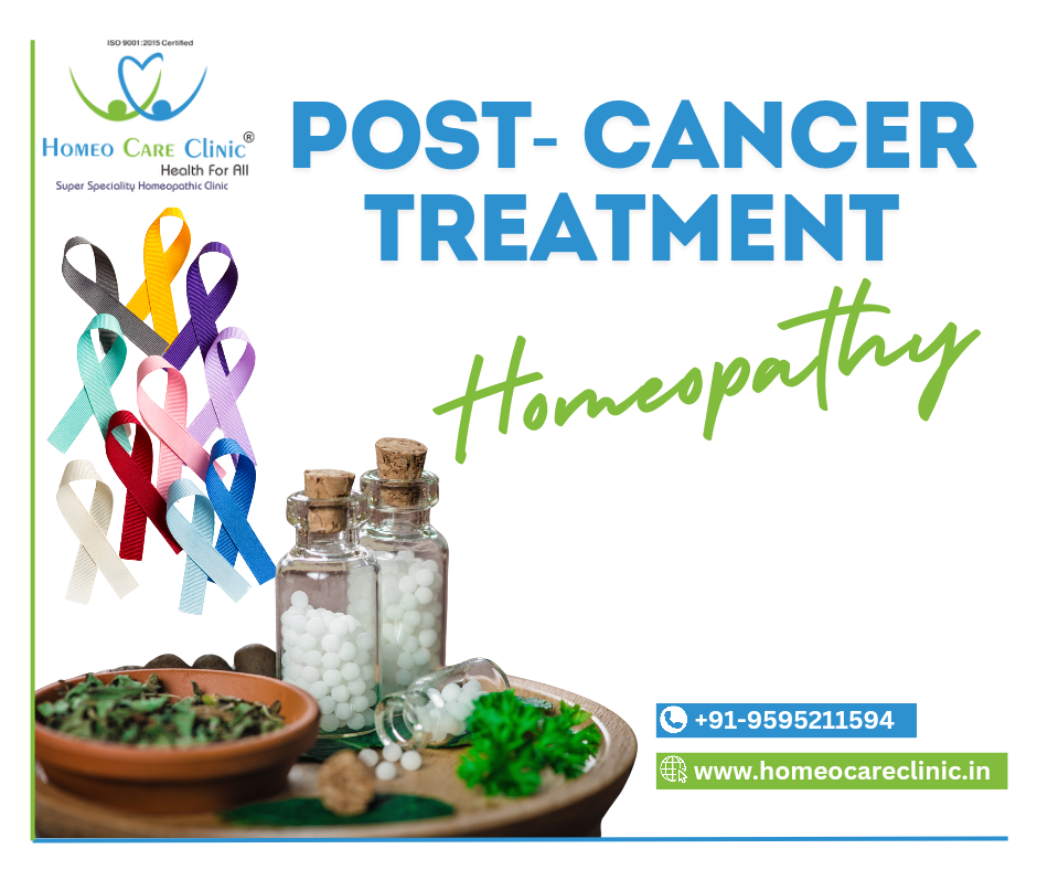 Homeopathic remedies and a doctor consulting a cancer survivor, representing holistic post-cancer care with homeopathy.