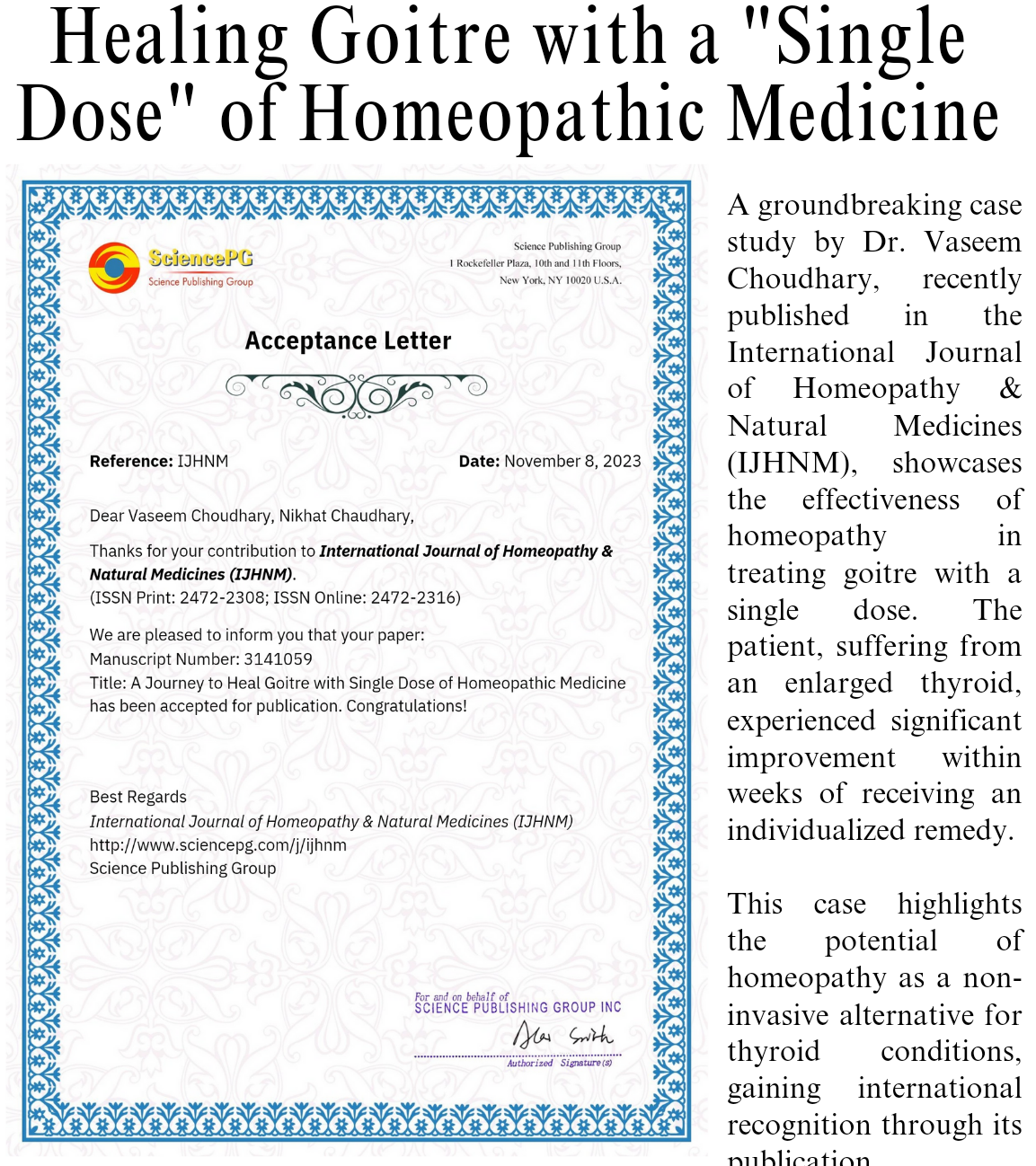 International Journal of Homeopathy & Natural Medicines